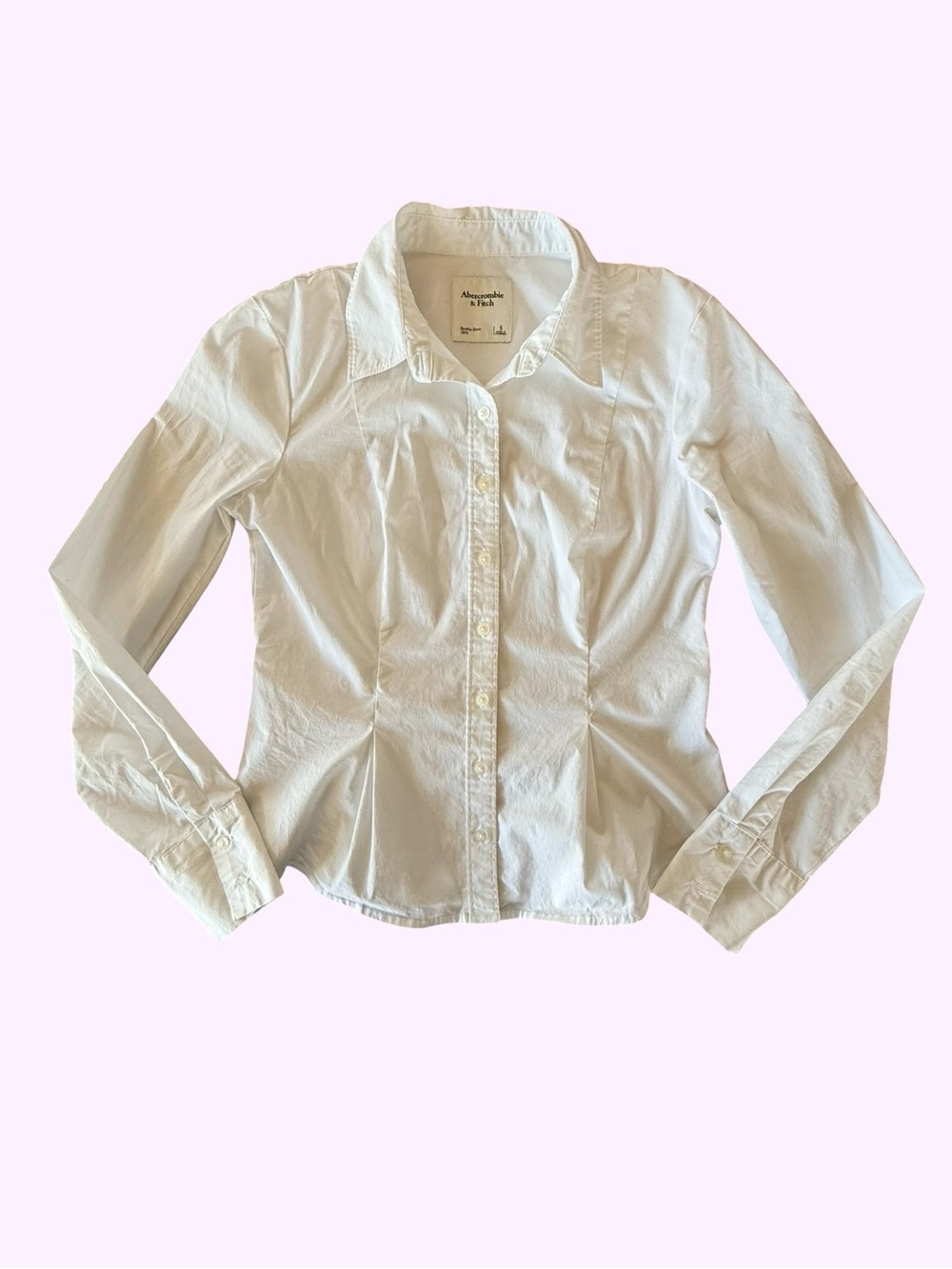 Abercrombie & Fitch White Fitted Button-Down Shirt / Blouse Size Small